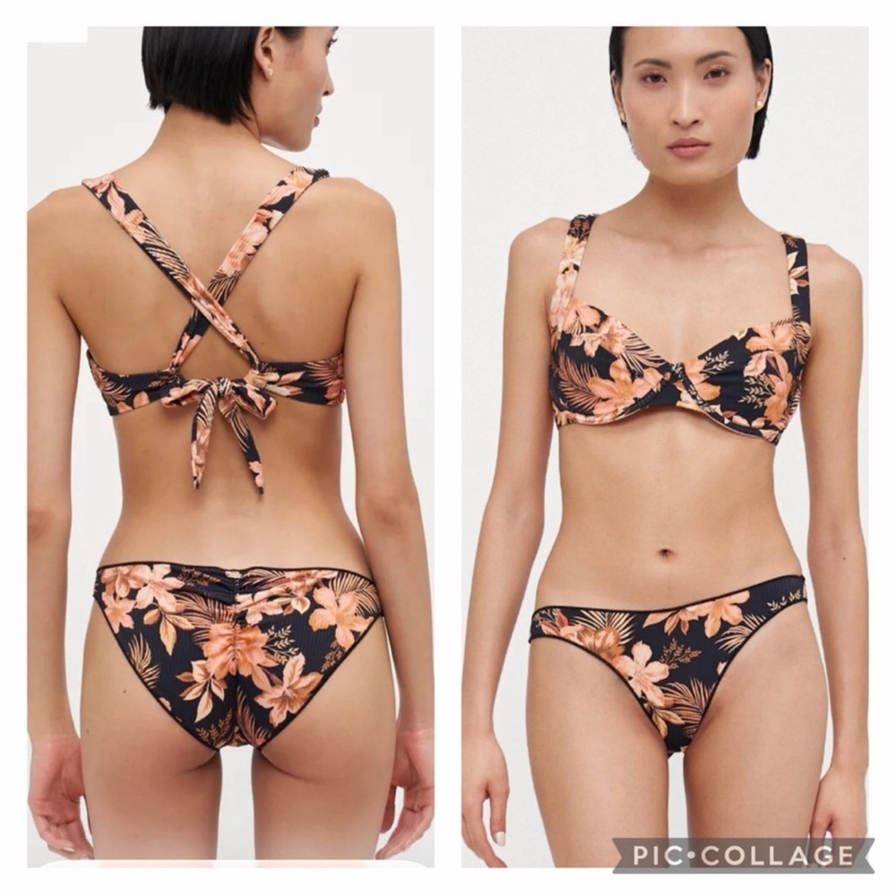 RIPCURL DESERT DREAMS D/DD BALCONETTE BIKINI TOP & FULL BIKINI BOTTOM, Medium